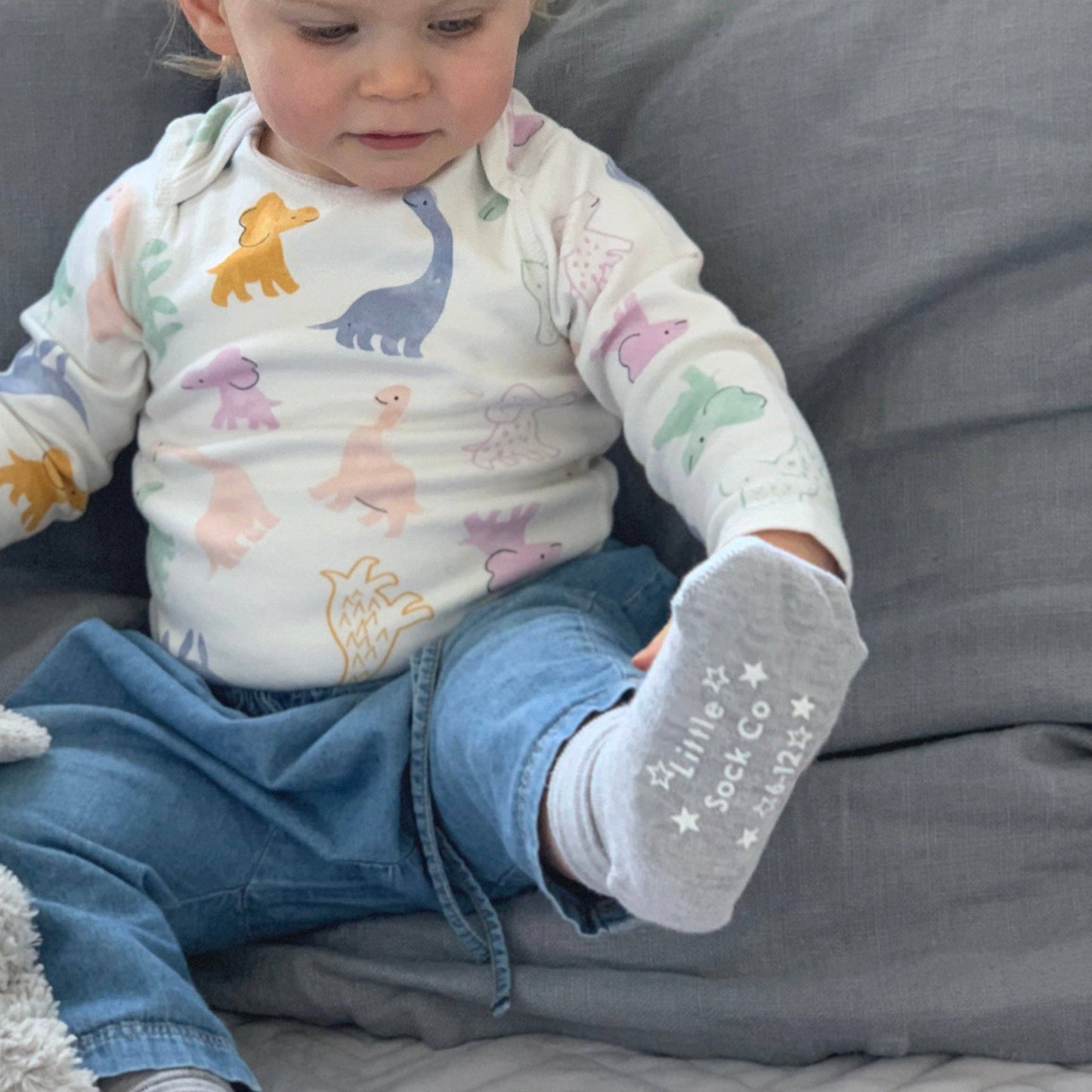 Non-Slip Stay on Baby and Toddler Socks - Grey Sky: 2-3 yrs