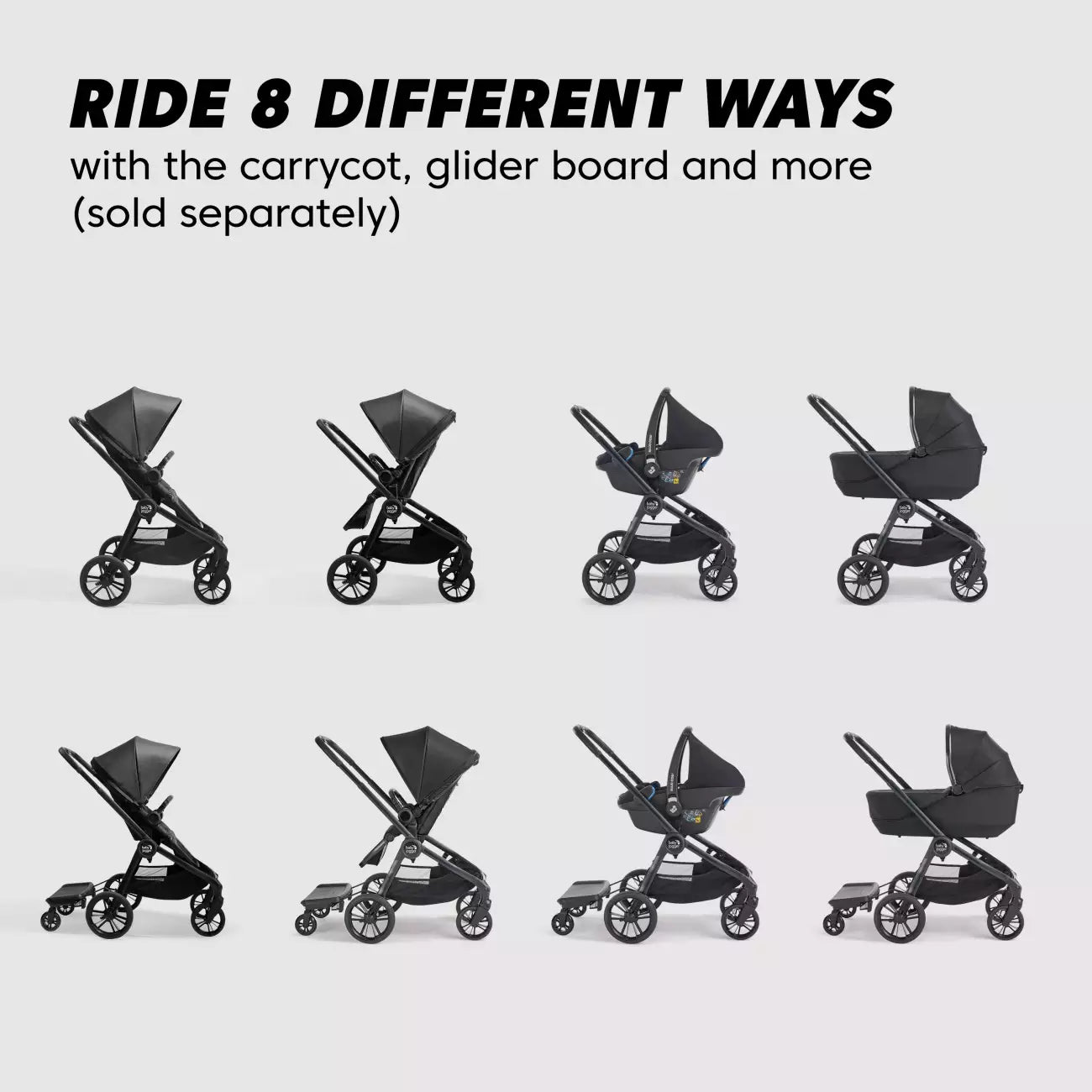 Baby Jogger City Sights Bundle - Rich Black (stroller + carrycot + weather shield + b.bar)