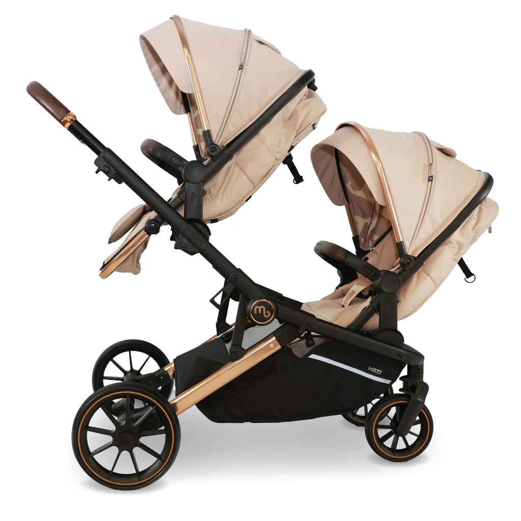 My Babiie MB33 Tandem Pushchair with 2 Infant Carriers - Giraffe