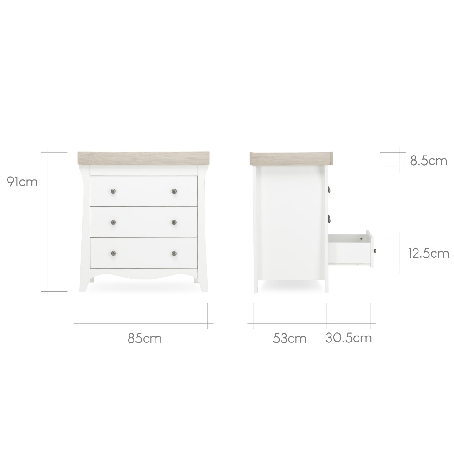 Cuddleco Clara 3pc Set- White & Ash