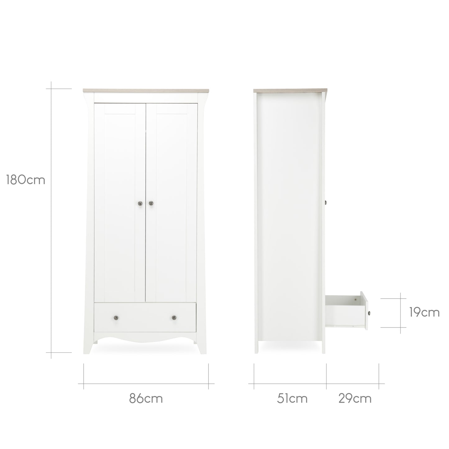 Cuddleco Clara 2 Door Double Wardrobe White