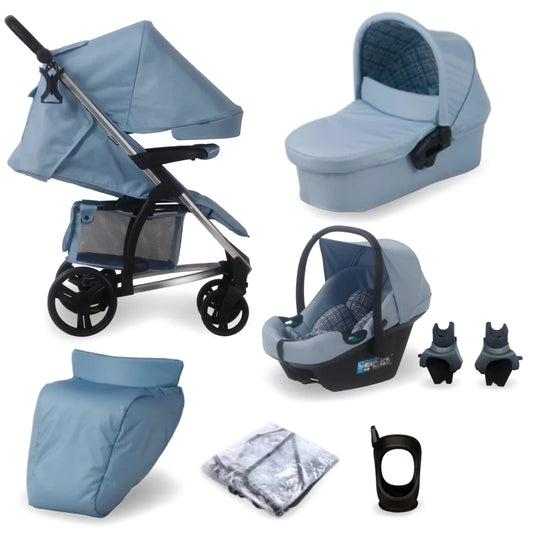 My Babiie MB200i 3-in-1 Travel System with i-Size Car Seat - Dani Dyer Blue Plaid