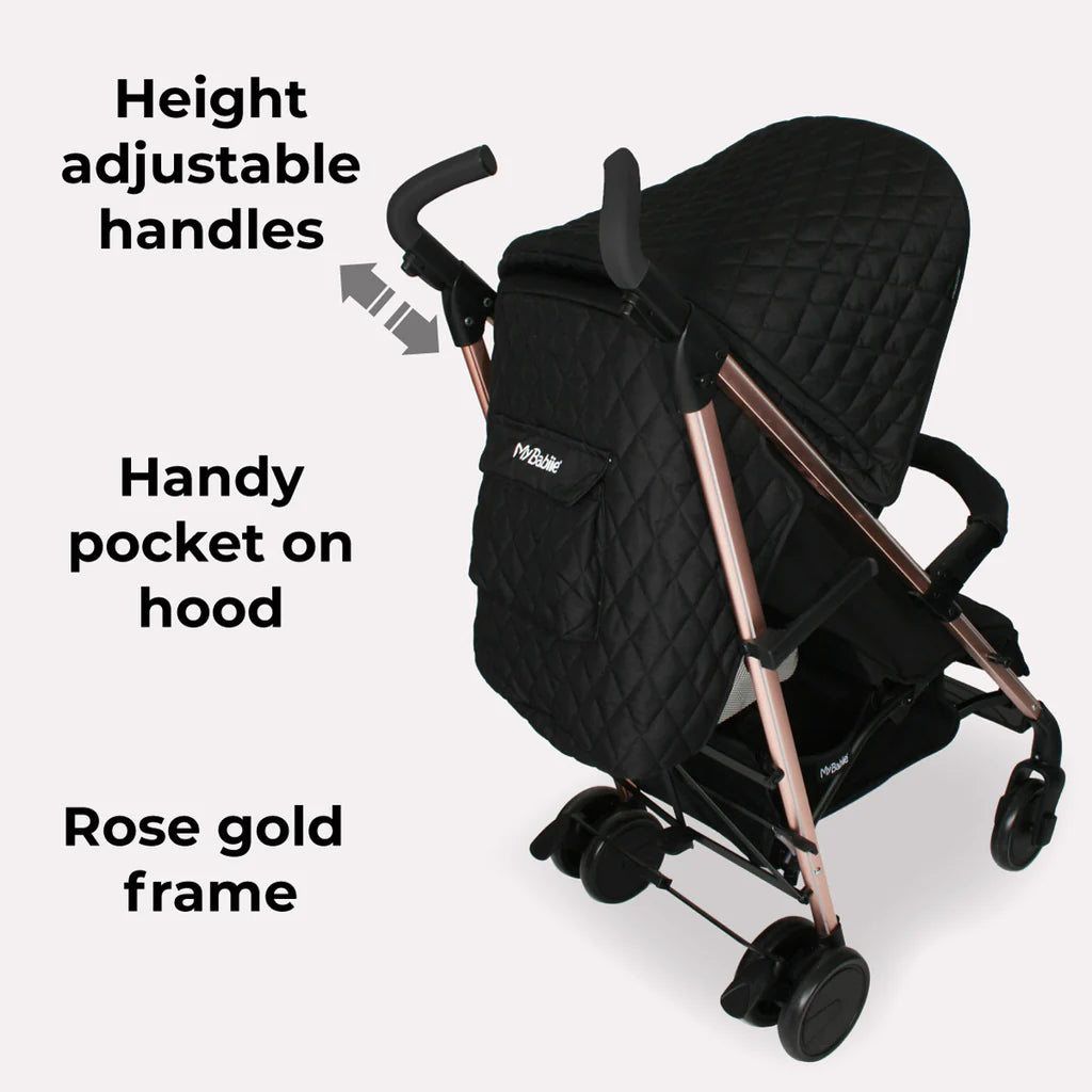 My Babiie MB51 Billie Faiers Rose Gold Black Quilted Stroller