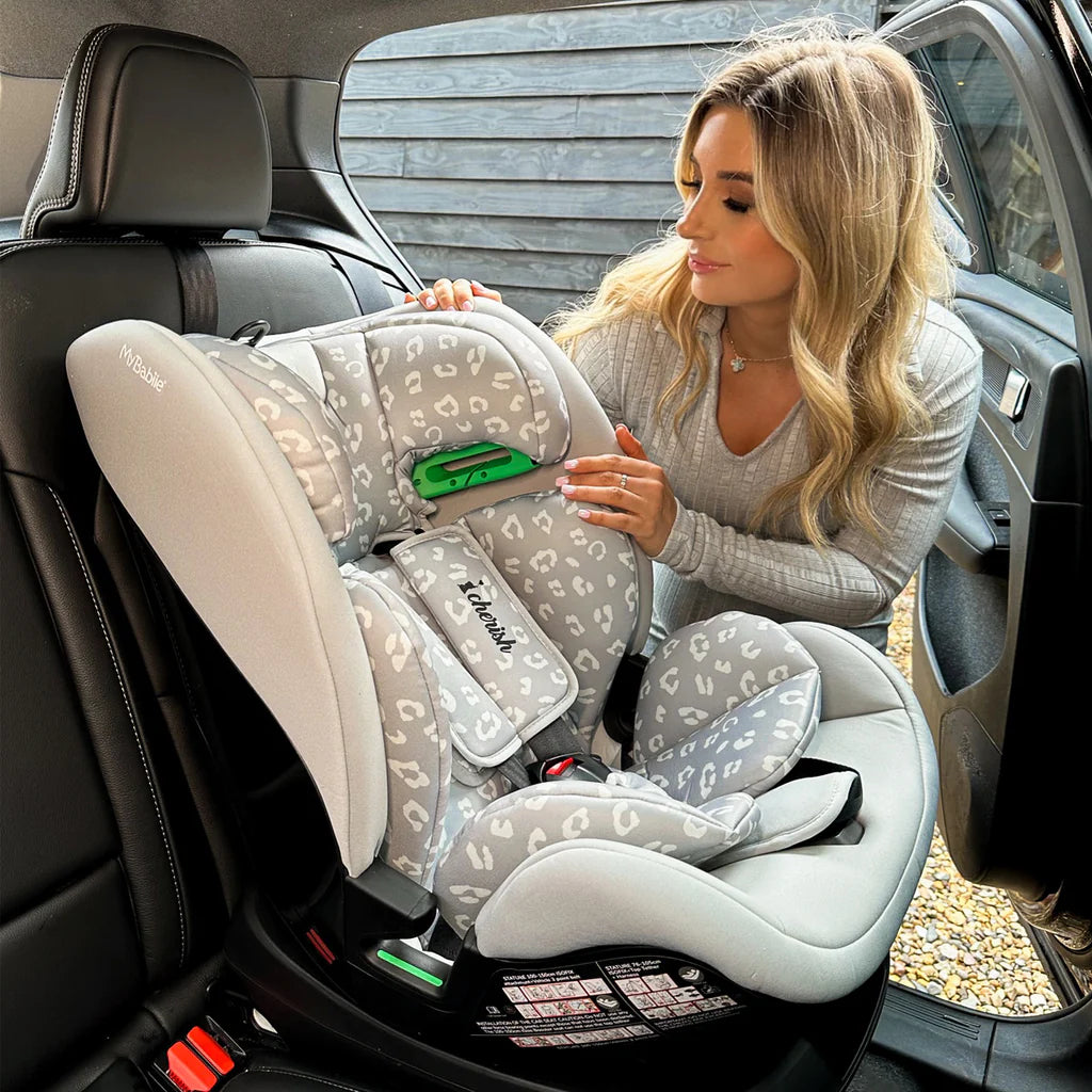 My Babiie MBCS123 i-Size (76-150cm) Car Seat - Dani Dyer Grey Leopard