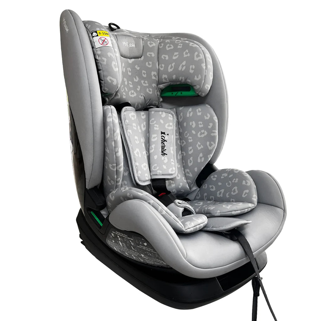 My Babiie MBCS123 i-Size (76-150cm) Car Seat - Dani Dyer Grey Leopard