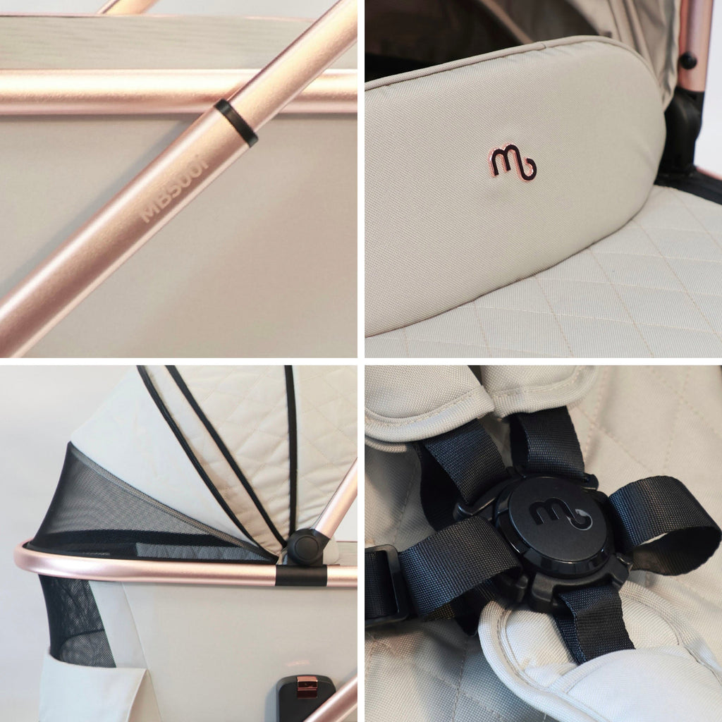 My Babiie MB500 3-in-1 Travel System with Base - Rose Gold Stone