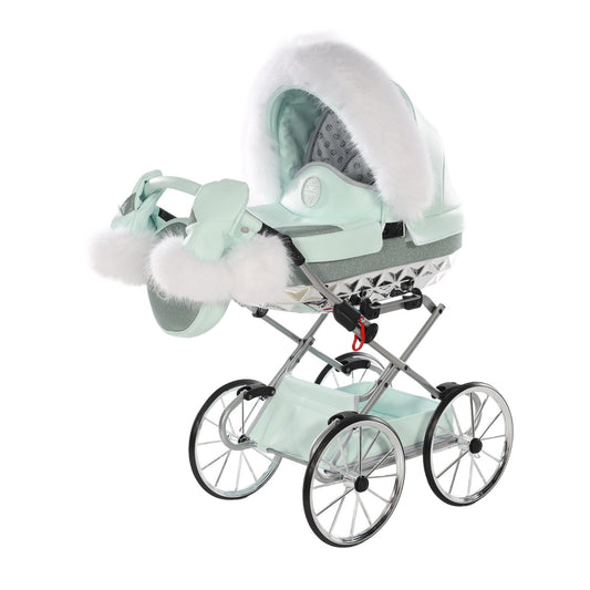 Junama Handcraft Glitter Mint Dolls Pram