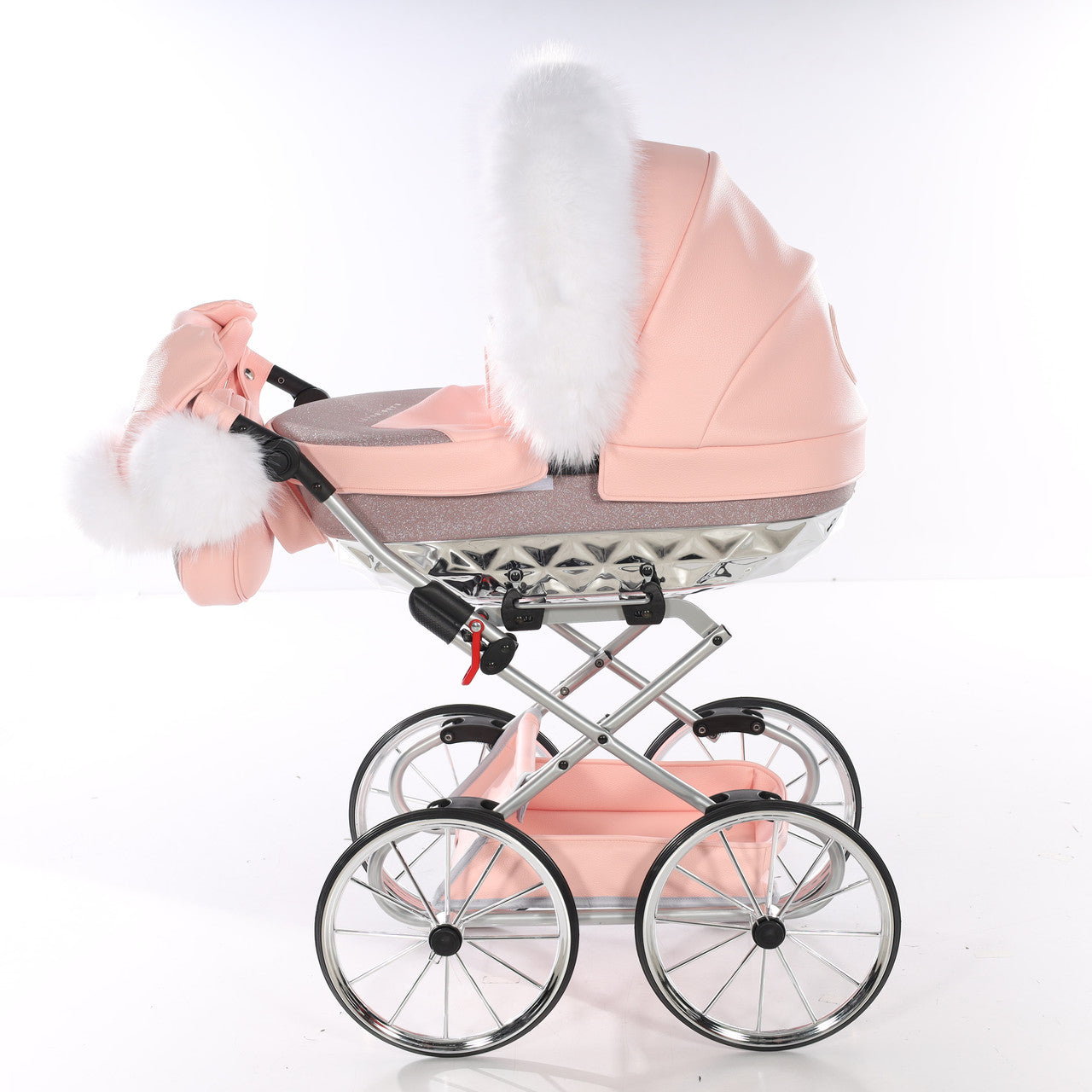 Junama Handcraft Glitter Pink Dolls Pram