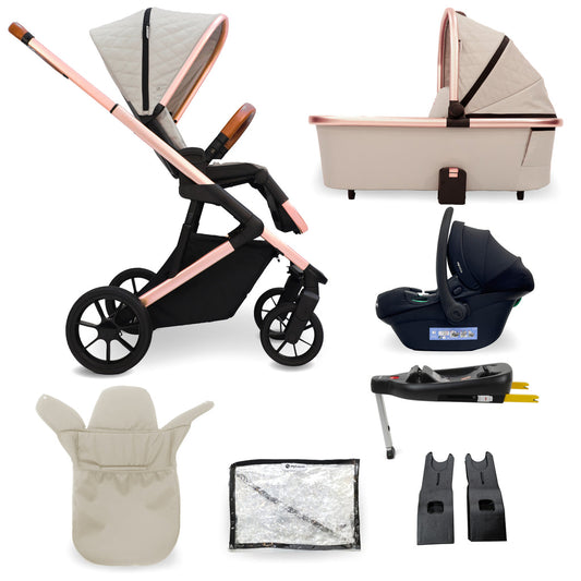 My Babiie MB500 3-in-1 Travel System with Base - Rose Gold Stone