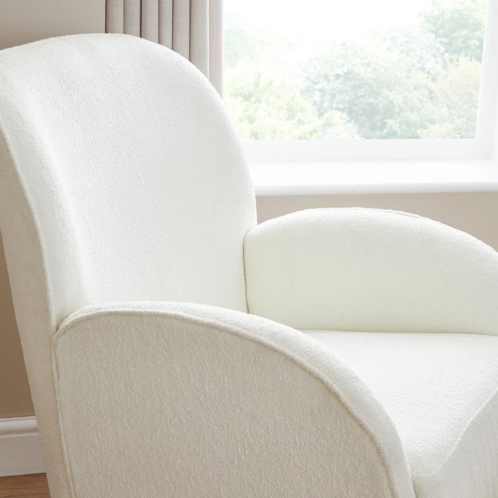 Freya Nursing Chair with Footstool – Off White Bouclé