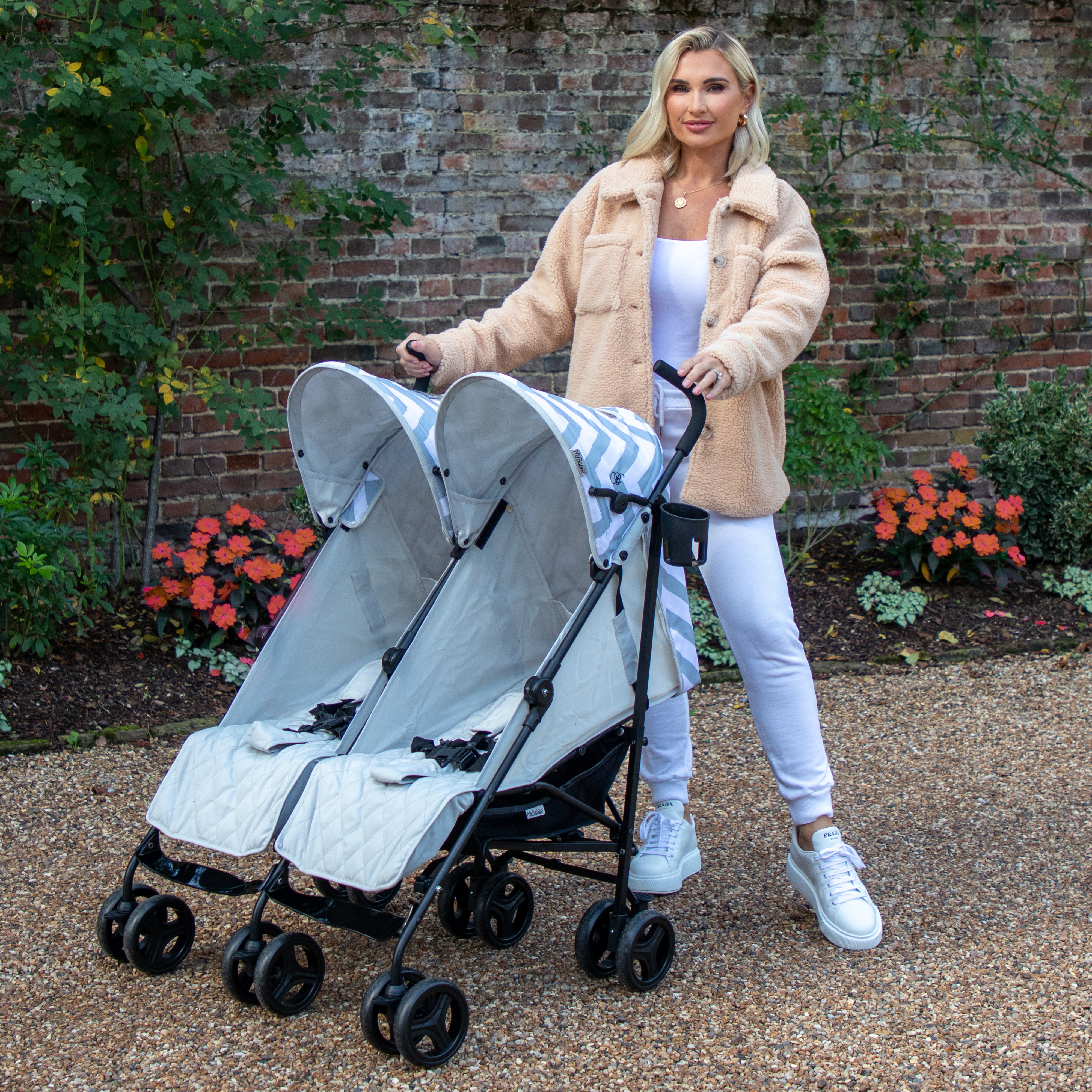 My Babiie MB11 Billie Faiers Grey Chevron Double Stroller