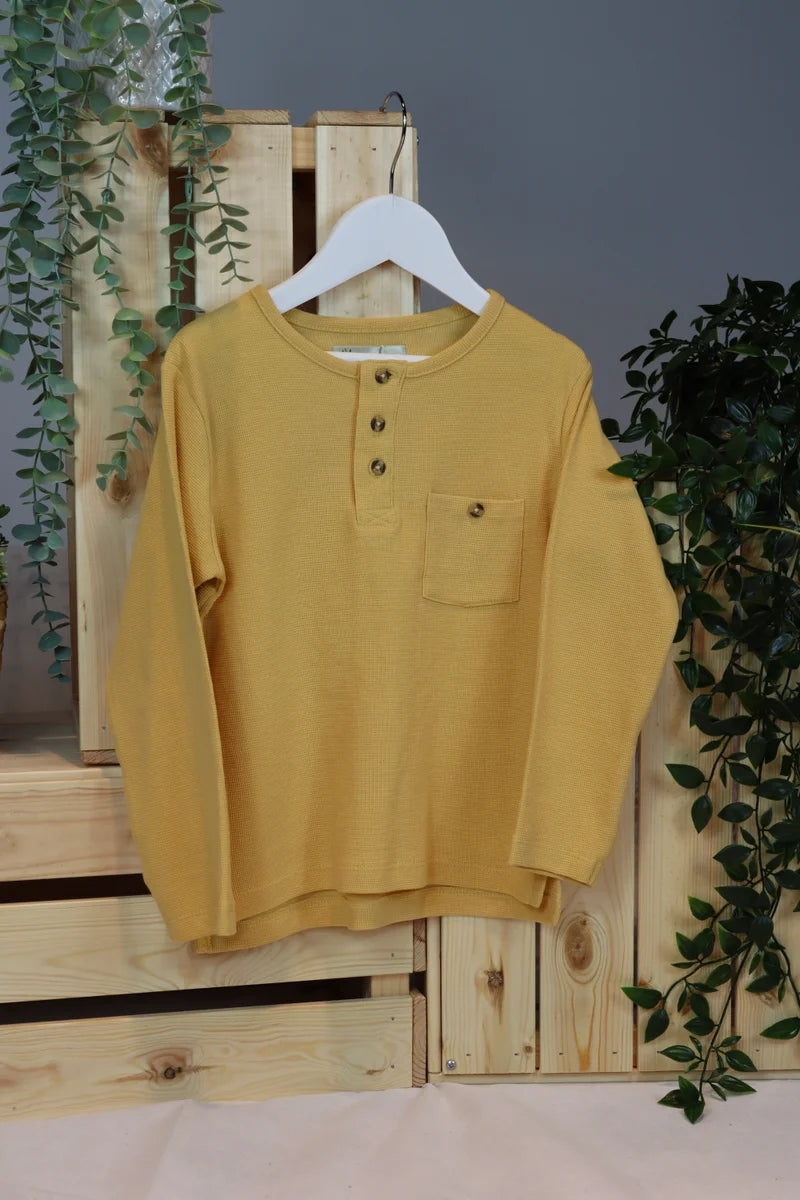 Boys Tshirt With Button Detail Junior Boys Mustard